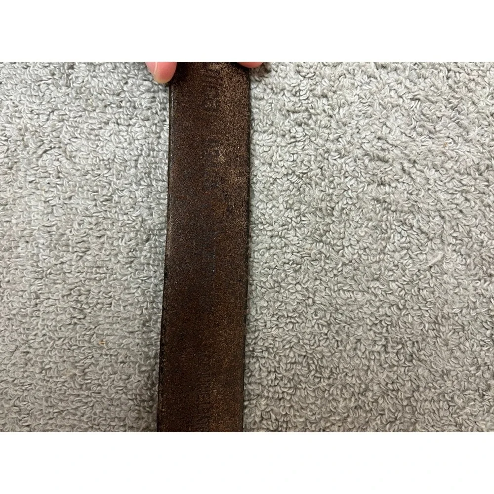 Nautica Mens Brown Genuine Leather Belt Brass Buckle Size 38 Classic Casual